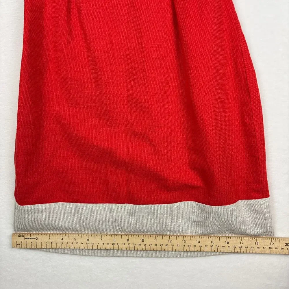 Kate Spade Red & Oat Linen Sleeveless V-Neck James Dress Size 0